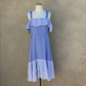 NWT J. Crew Asymmetrical Blue and White Striped Dress